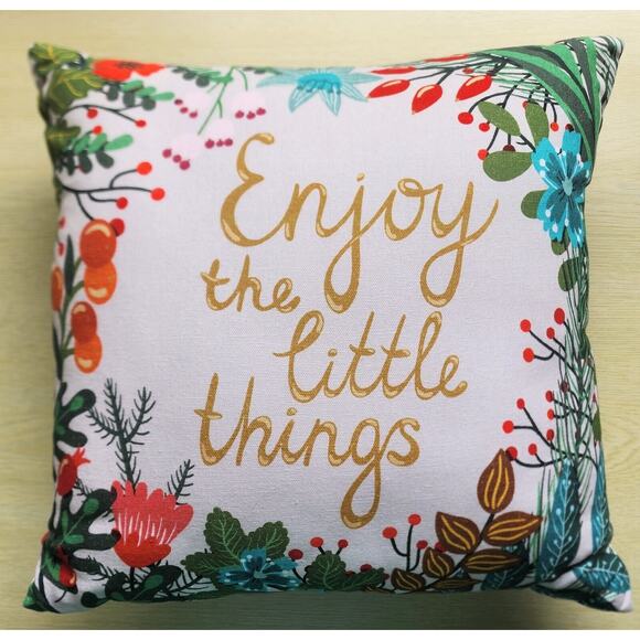 THROW PILLOW-PIER 1 Vintage-Inspirational Message -White-Floral-16"x16" - Picture 6 of 15